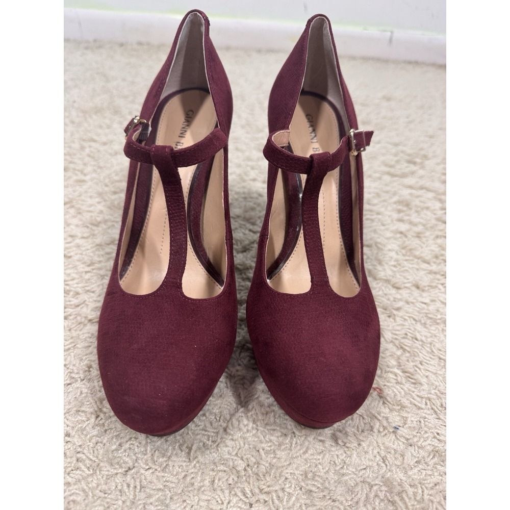 Gianni Bini Burgundy Mary Jane T Strap Platform Stiletto Pumps Shoes Women's 8.5